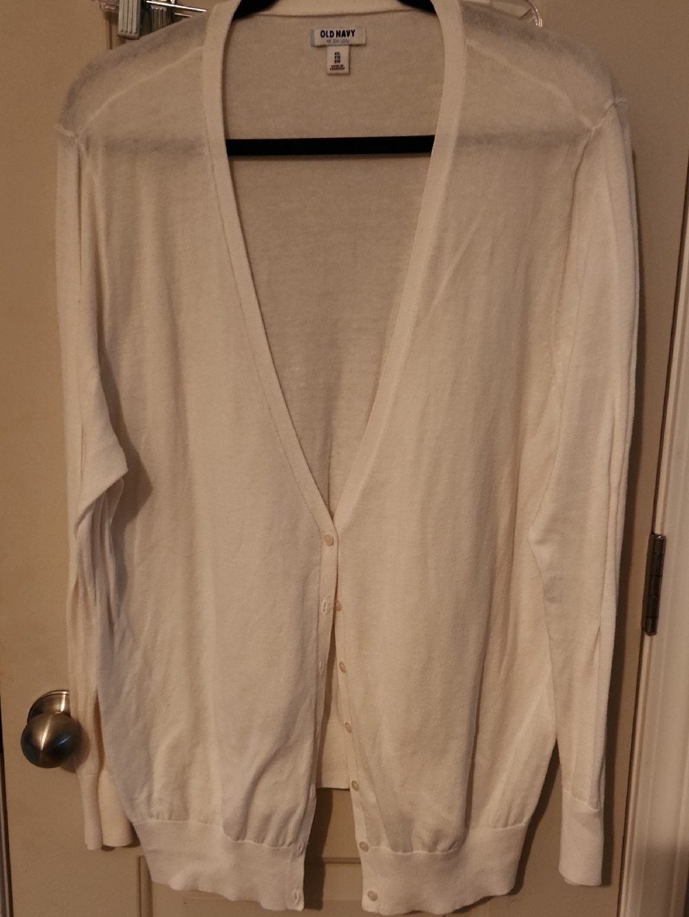 Old Navy White V-Neck Button Cardigan